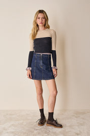 Panelled denim skirt