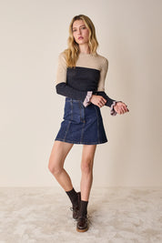 Panelled denim skirt