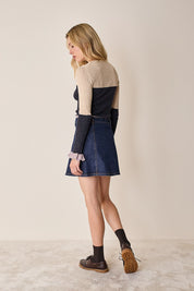 Panelled denim skirt