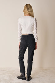 Silk crepe de chine top with ruffles