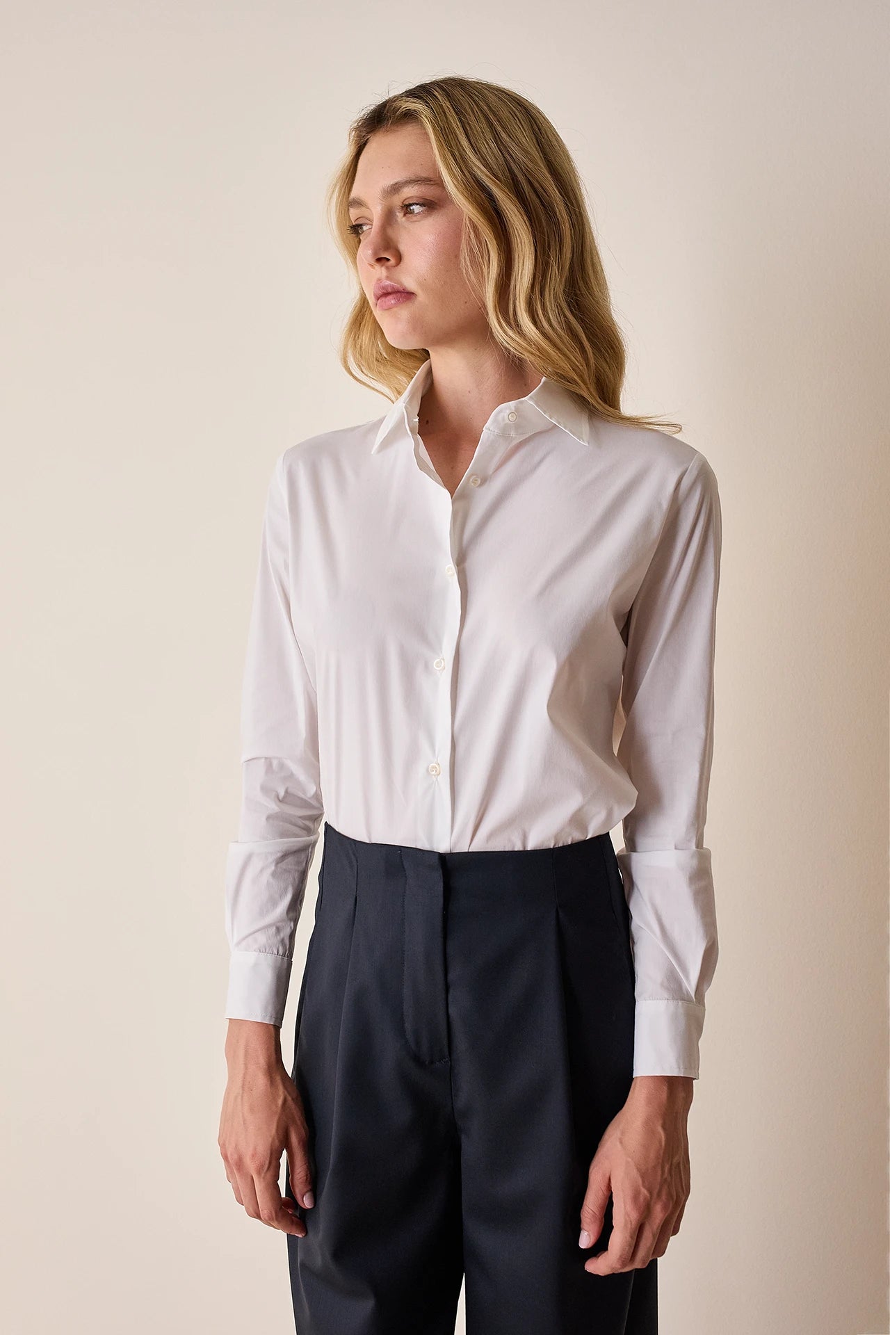 Camicia classica in cotone elasticizzato