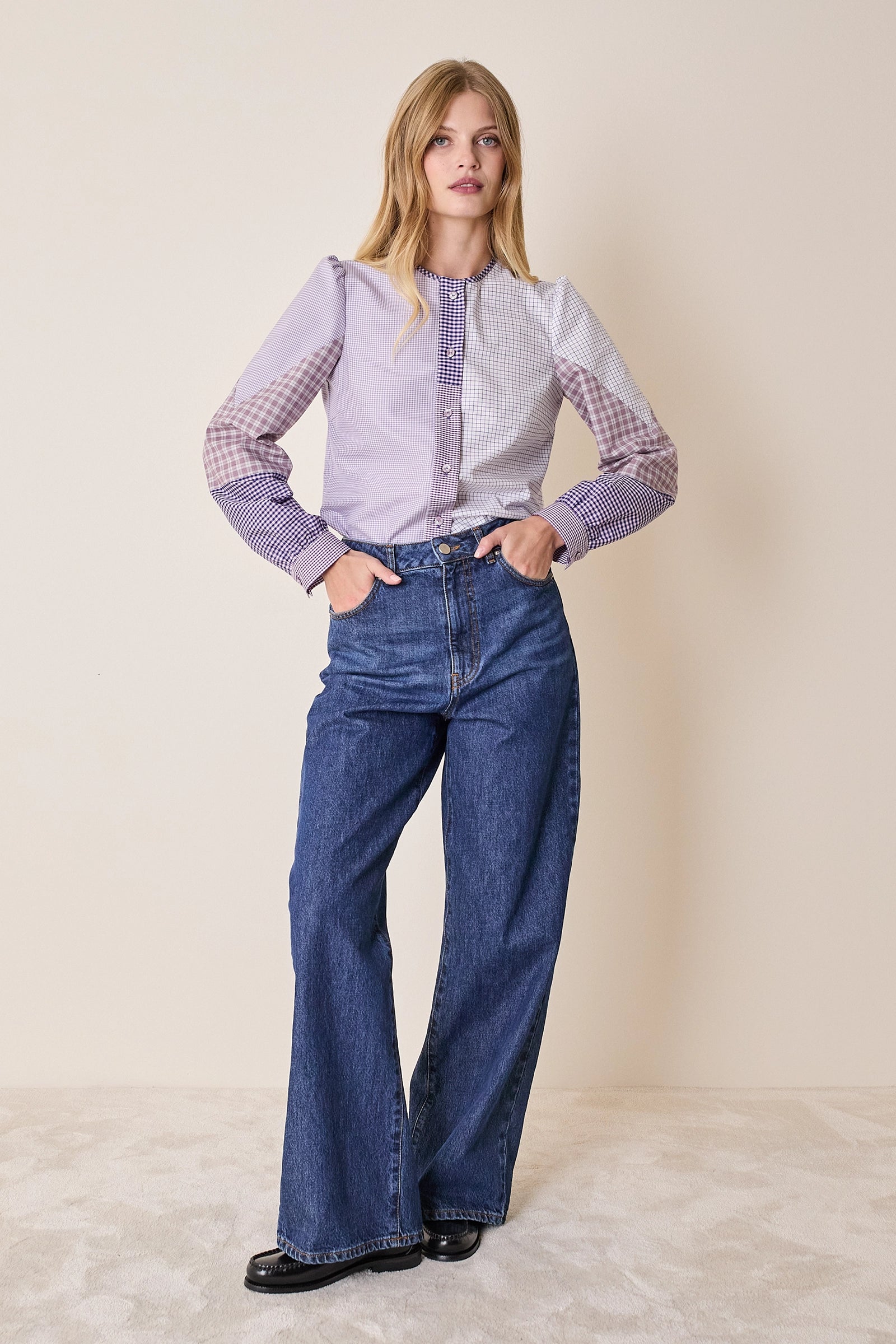 Camicia patchwork in cotone