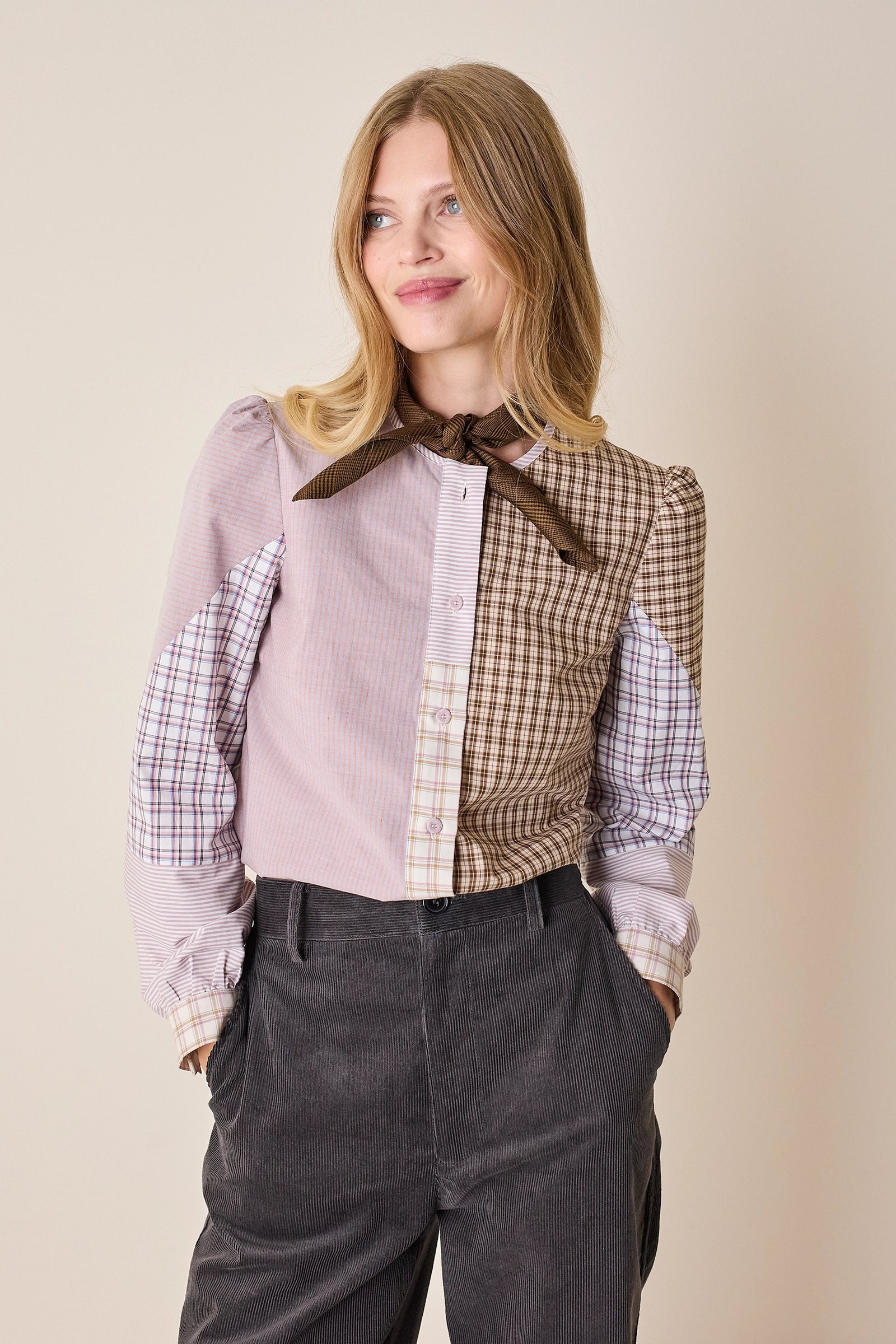 Camicia patchwork in cotone