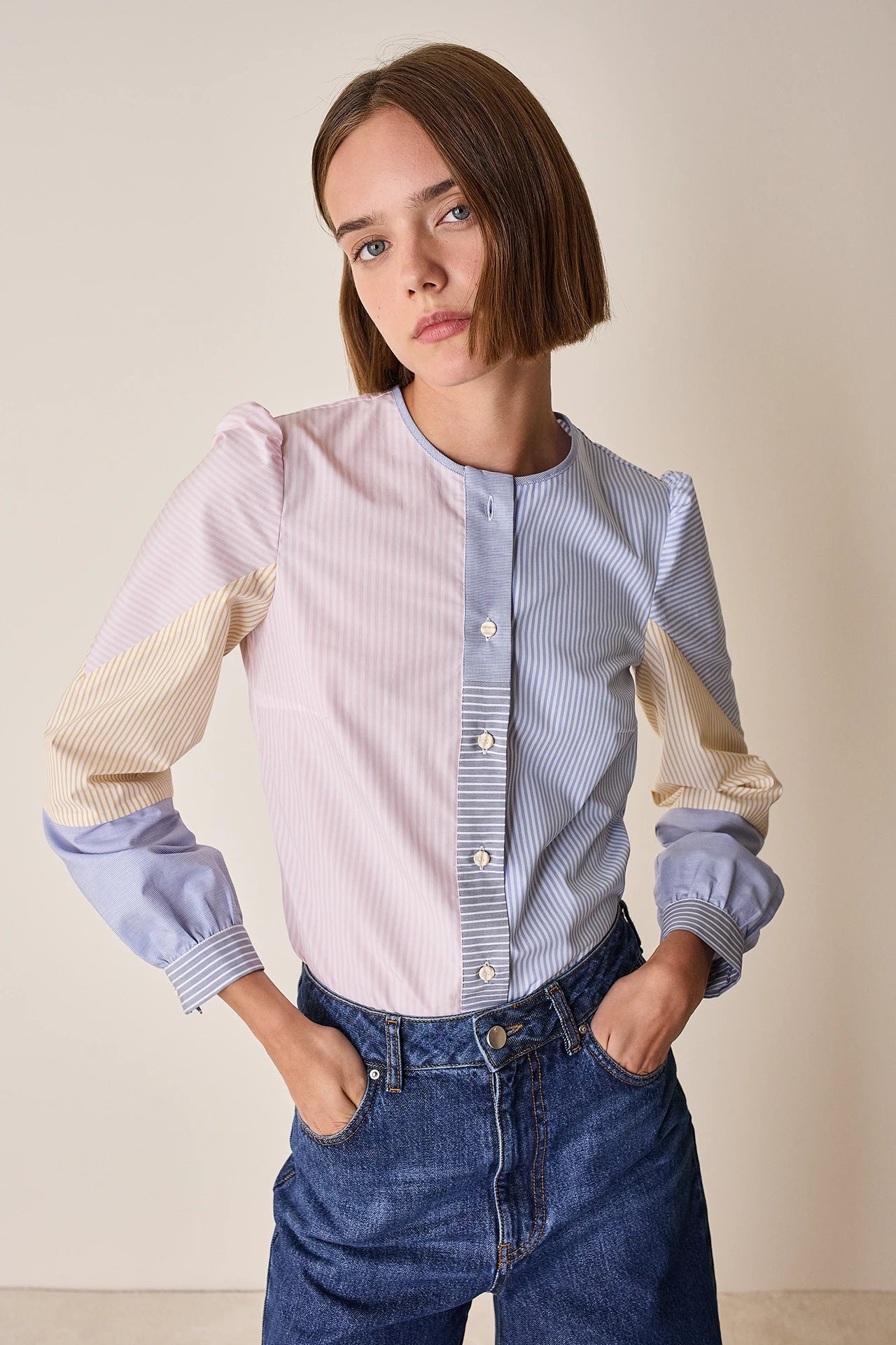Camicia patchwork in cotone