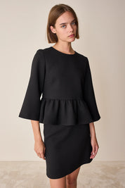 Top con balza in lana stretch