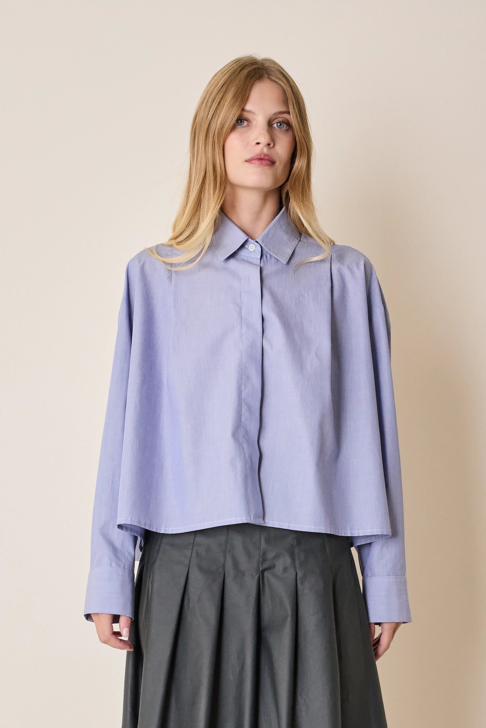 Camicia a scatolina con pieghe