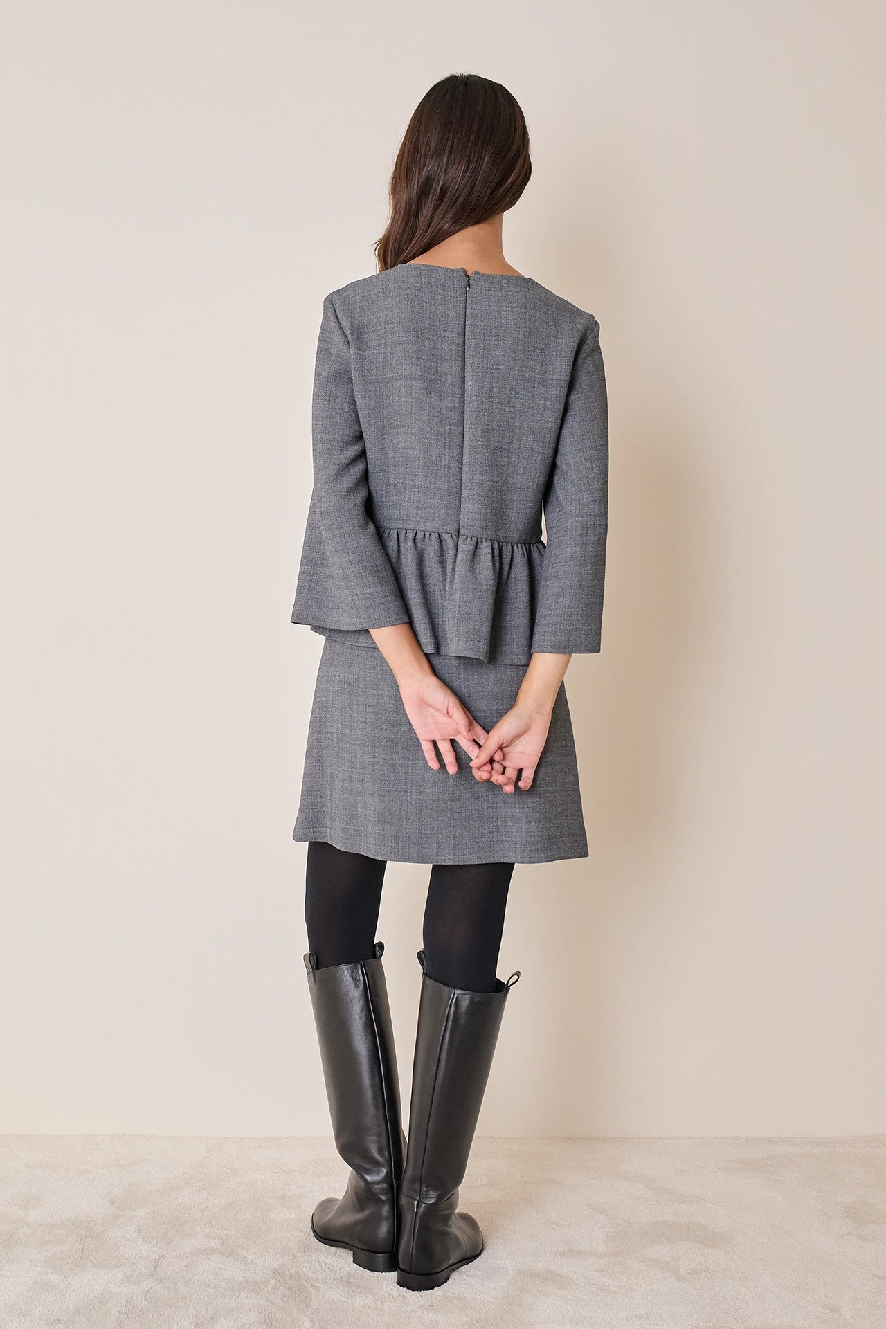 Top in blend di lana con balza