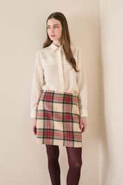 Silk-blend shirt with concealed buttons