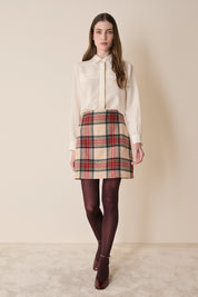 Silk-blend shirt with concealed buttons