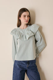 Cotton top with maxi ruffle