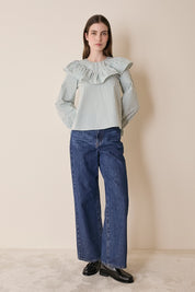 Cotton top with maxi ruffle