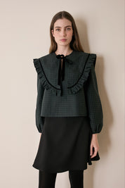 Tartan top with maxi collar