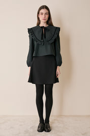 Tartan top with maxi collar