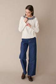 T-shirt a maniche lunghe con colletto volant