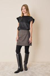 Top in seta con maniche volant