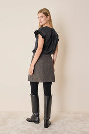 Top in seta con maniche volant