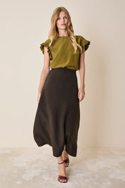 Top in seta con maniche volant