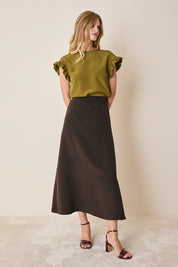 Top in seta con maniche volant