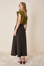 Top in seta con maniche volant