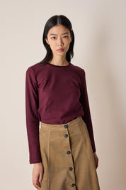 T-shirt a maniche lunghe con profilo a contrasto