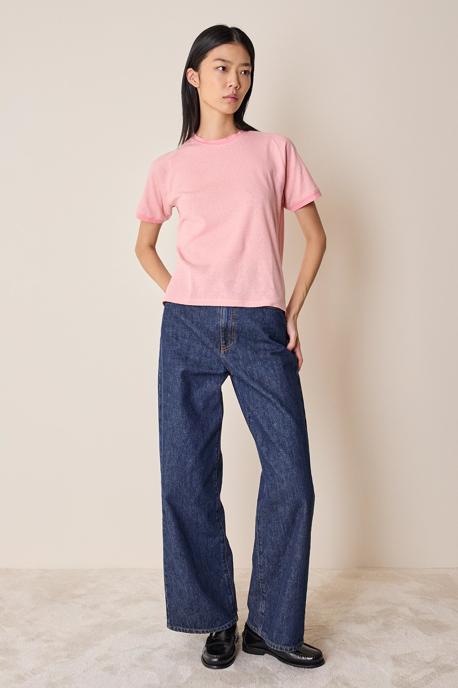 T-shirt in cotone con profili a contrasto