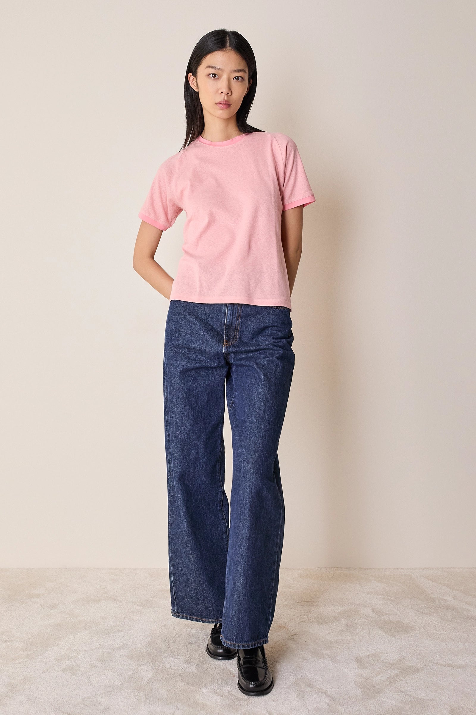 T-shirt in cotone con profili a contrasto