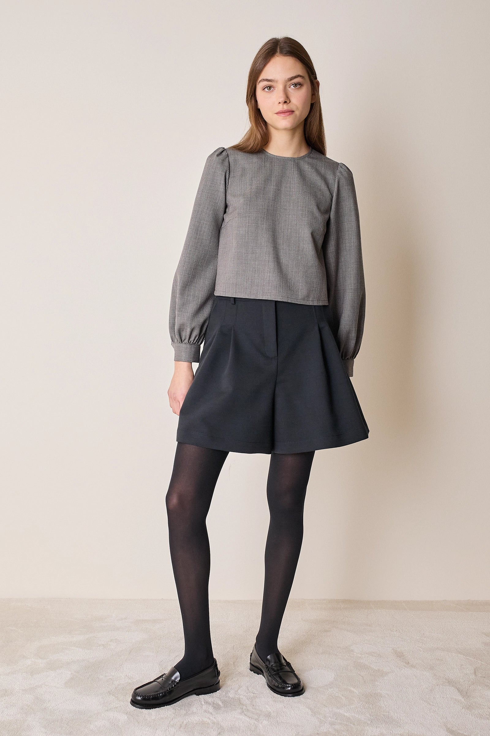 Blusa tartan in lana vergine