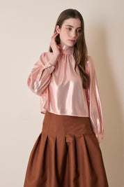 Lurex top with scarf-style neckline