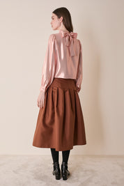 Lurex top with scarf-style neckline