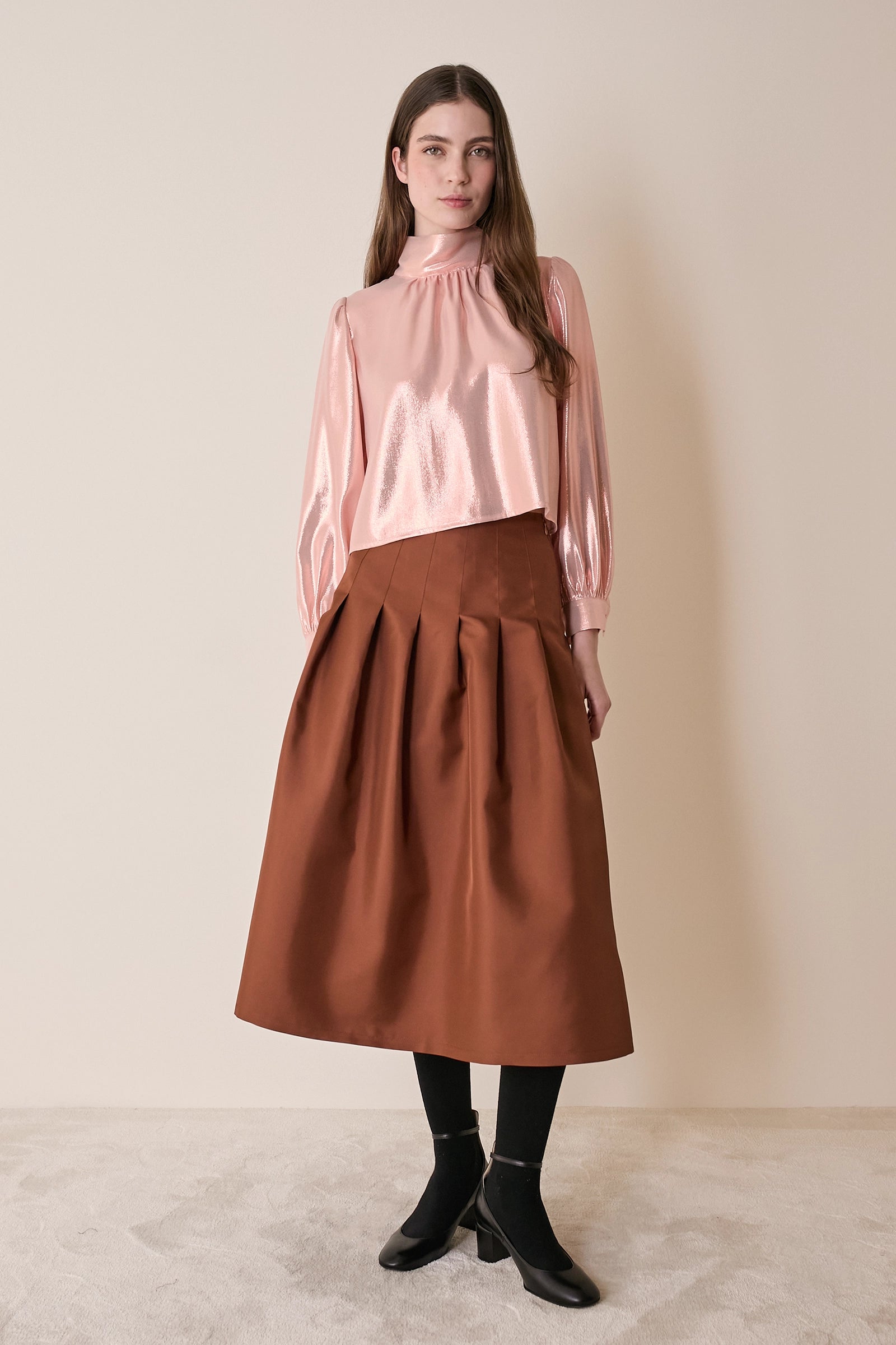 Lurex top with scarf-style neckline