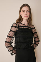 Top in tulle con volant