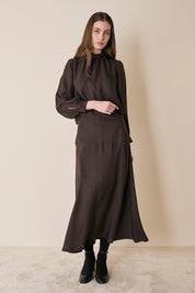 Top in blend di seta con collo foulard