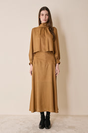 Top in blend di seta con collo foulard