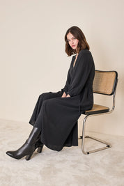 Silk wrap dress with long sleeves