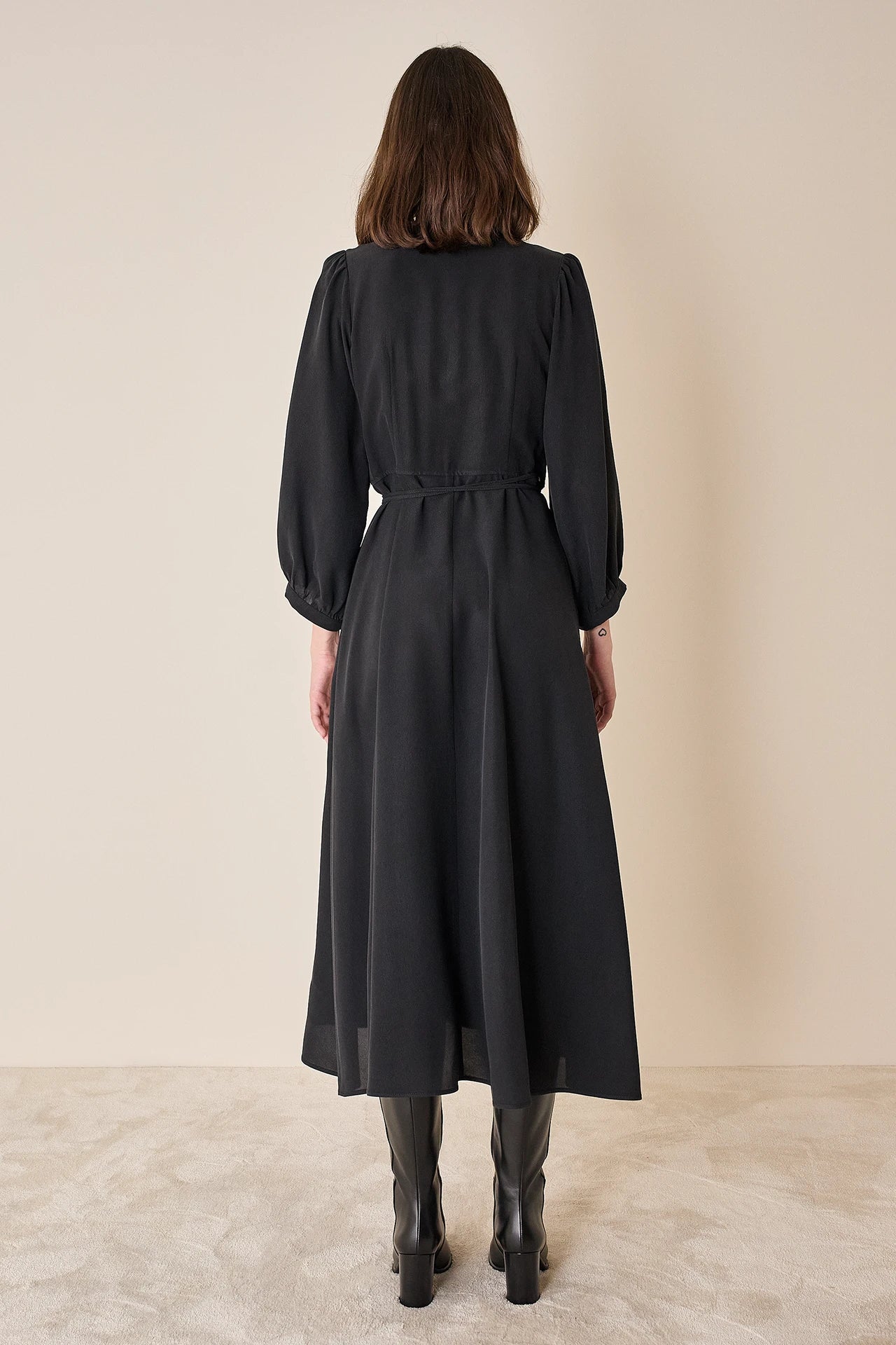 Silk wrap dress with long sleeves