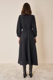 Silk wrap dress with long sleeves
