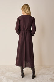 Silk wrap dress with long sleeves