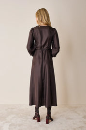 Silk wrap dress with long sleeves