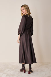 Silk wrap dress with long sleeves