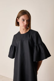 Structured dress with bell sleeves