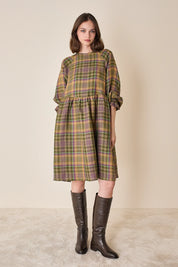 Linen tartan dress