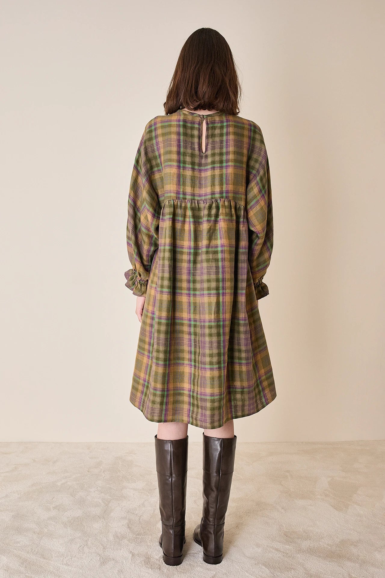 Linen tartan dress