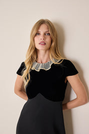 Abito con corpetto in velluto