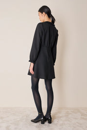 Wool dress with macramé lace insert