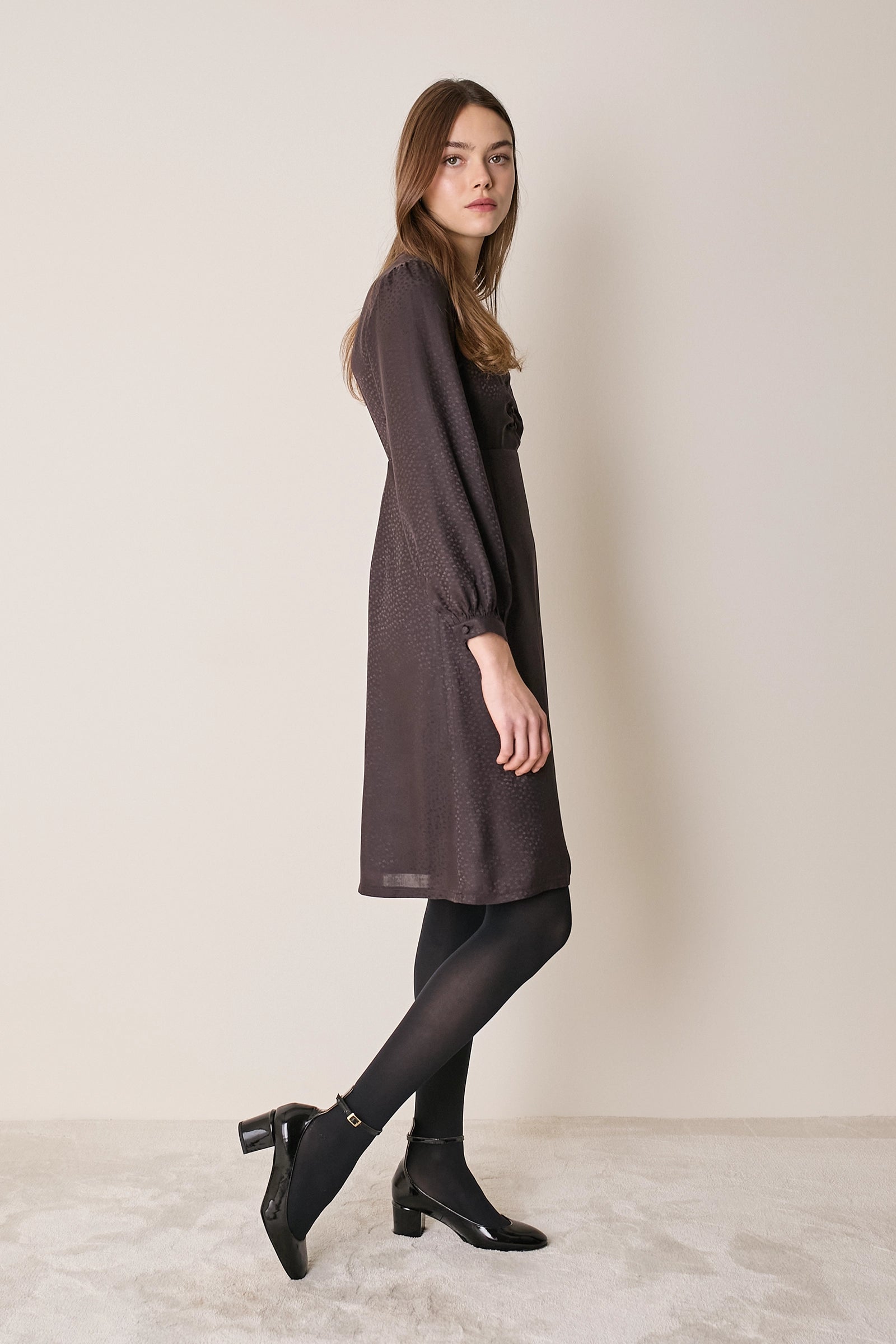 Abito jacquard in blend di seta