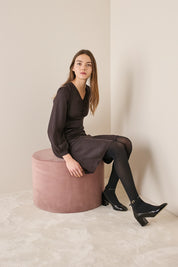 Abito jacquard in blend di seta