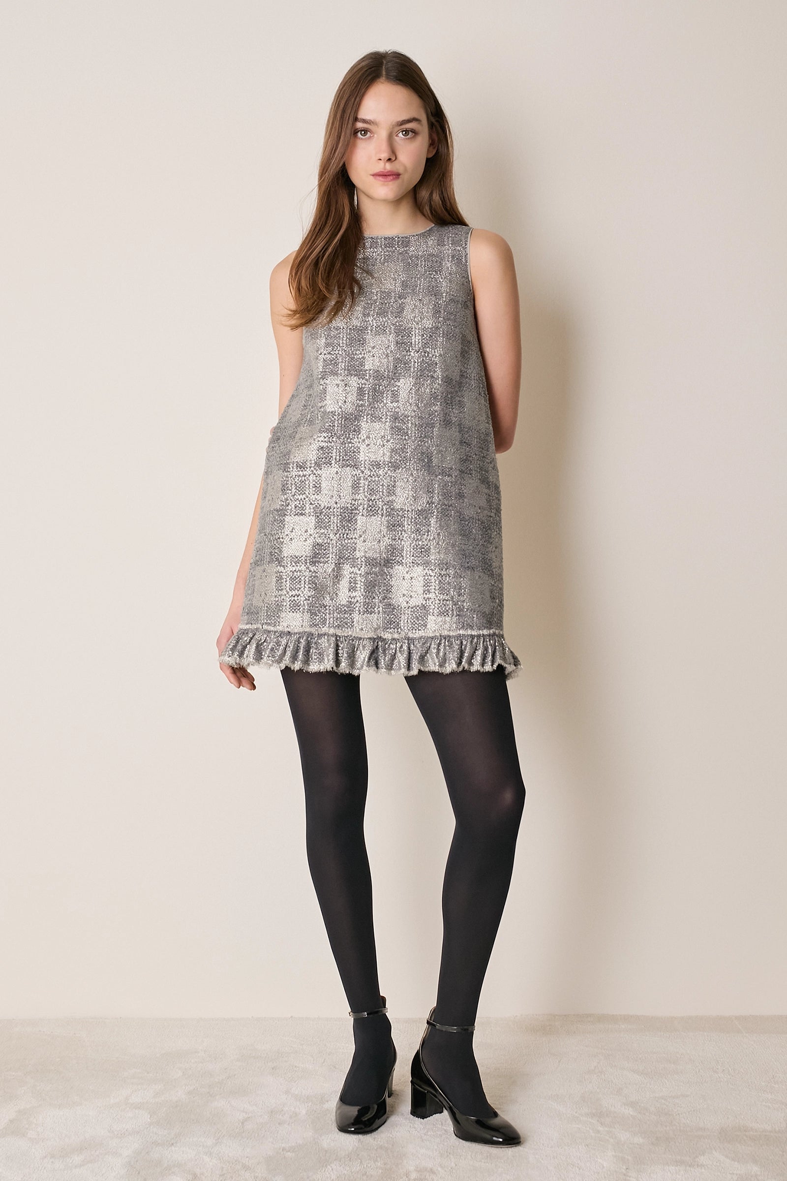 Abito a trapezio in lana e lurex