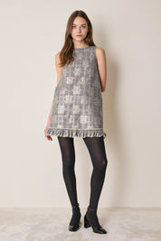 Abito a trapezio in lana e lurex