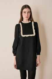 Wool dress with soft trim