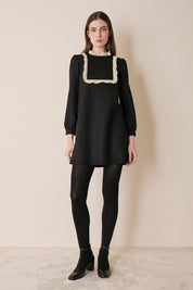 Wool dress with soft trim